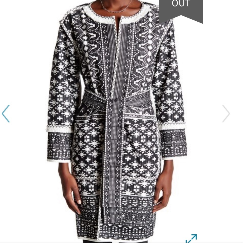 Kobi Halperin white and black patterned overcoat